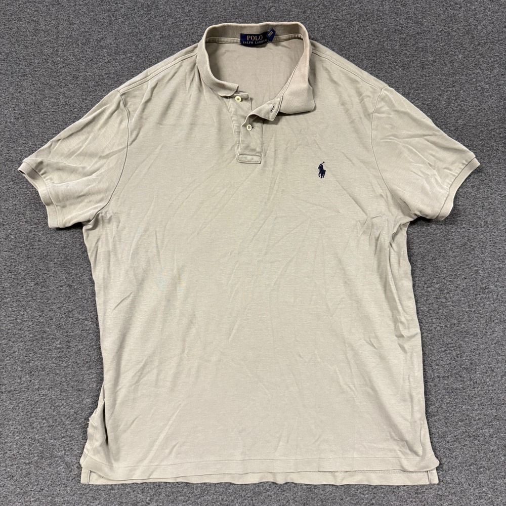 Modern Polo Ralph Lauren Polo Shirt Mens XL Tan Good Short Sleeve Pony Logo